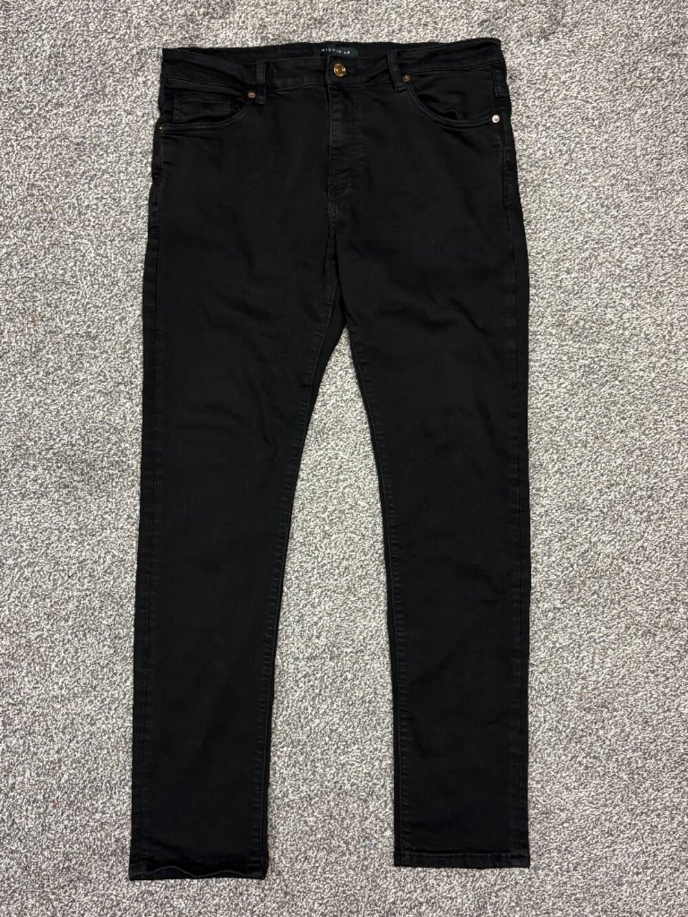 Richie Le Collection 121 Black Waxed Denim Jeans, Size 34